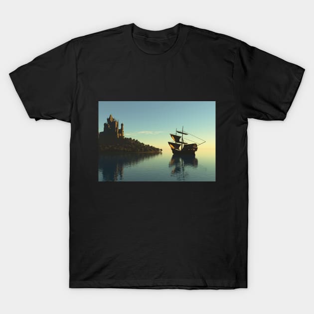 Exploration, Travel to Castle island T-Shirt by Ryan Rad